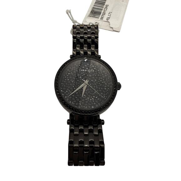 Caravelle by Bulova Bracelet Watch Modern 45L171 Black Pavé Stainless Steel - Picture 4 of 15